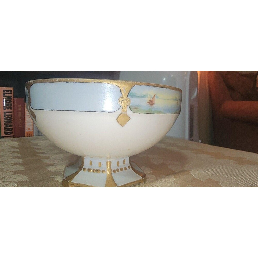 Antique Moritz Zdekauer MZ Altrohlau, Austria Fine Porcelain Pedestal Bowl artsy - Picture 15 of 16
